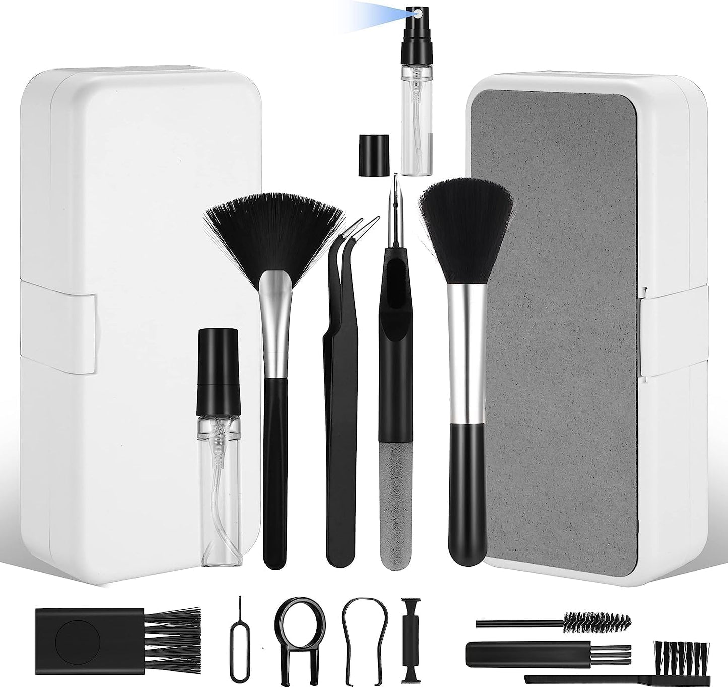 18 in 1 Multi-Purpose Electronic Gadget Cleaning Kit for Smartphones, Tablets, Laptops, Keyboards & Camera Lens | Portable Screen & Keyboard Cleaner with Brushes, Spray & Wipes