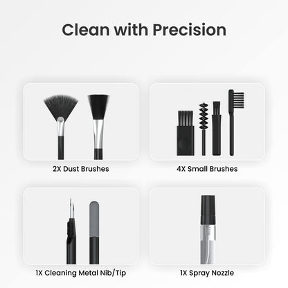 18 in 1 Multi-Purpose Electronic Gadget Cleaning Kit for Smartphones, Tablets, Laptops, Keyboards & Camera Lens | Portable Screen & Keyboard Cleaner with Brushes, Spray & Wipes