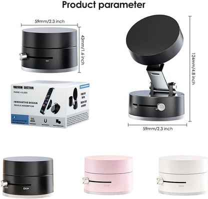 Product parameter chart with a phone holder, packaging, and three color options on a white background.